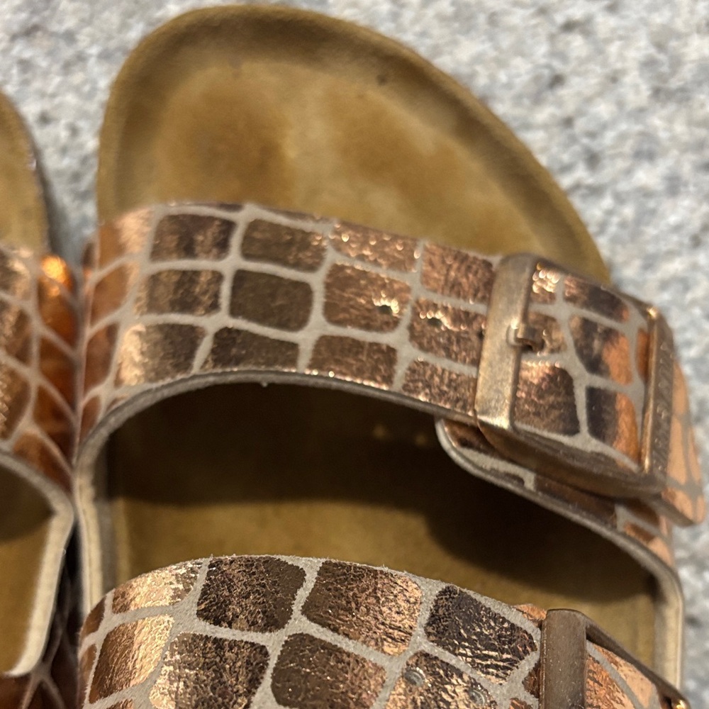 Birkenstock Metallic Croc-Pattern Sandals - Picture 8 of 15